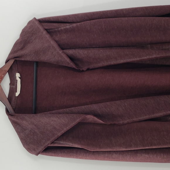 Soft Surroundings Long Hooded Cozy Wine Red Open Front Cardigan Sweater - Picture 2 of 10
